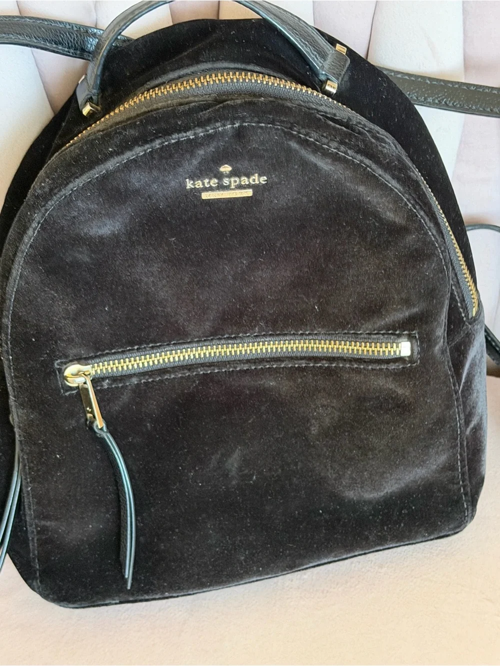 kate spade New York Black Velvet Small Backpack